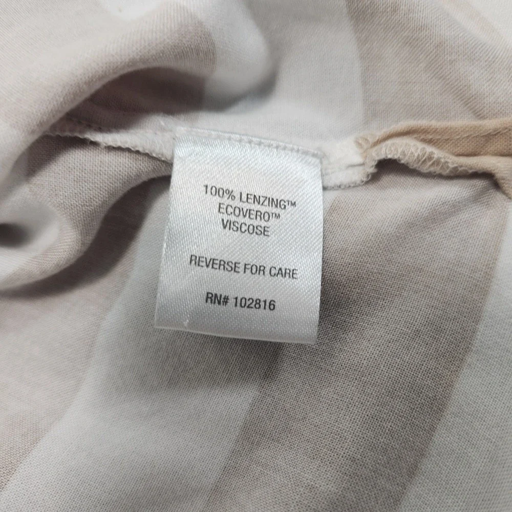 Garnet Hill Tan White Striped Checkered‎ Swim Cover Up Midi Dress Womens Large